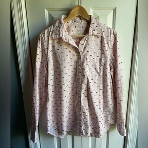 Gap Womens Fitted Boyfriend Shirt Pink Striped Button Down Size Medium NWT